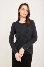 חולצת הנקה חיתוך אלכסון ג'ינס שחור