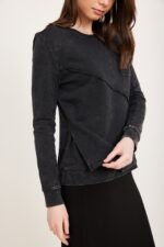 חולצת הנקה חיתוך אלכסון ג'ינס שחור