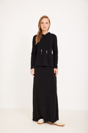 יוגה אחורית שחורה עם כיסים, אופנת נוחות ללבוש, ביגוד עכשווי ואופנתי לנשים.