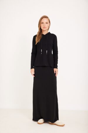 יוגה אחורית שחורה עם כיסים, אופנת נוחות ללבוש, ביגוד עכשווי ואופנתי לנשים.