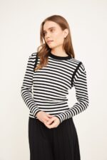 סריג אפודה שחור לבן