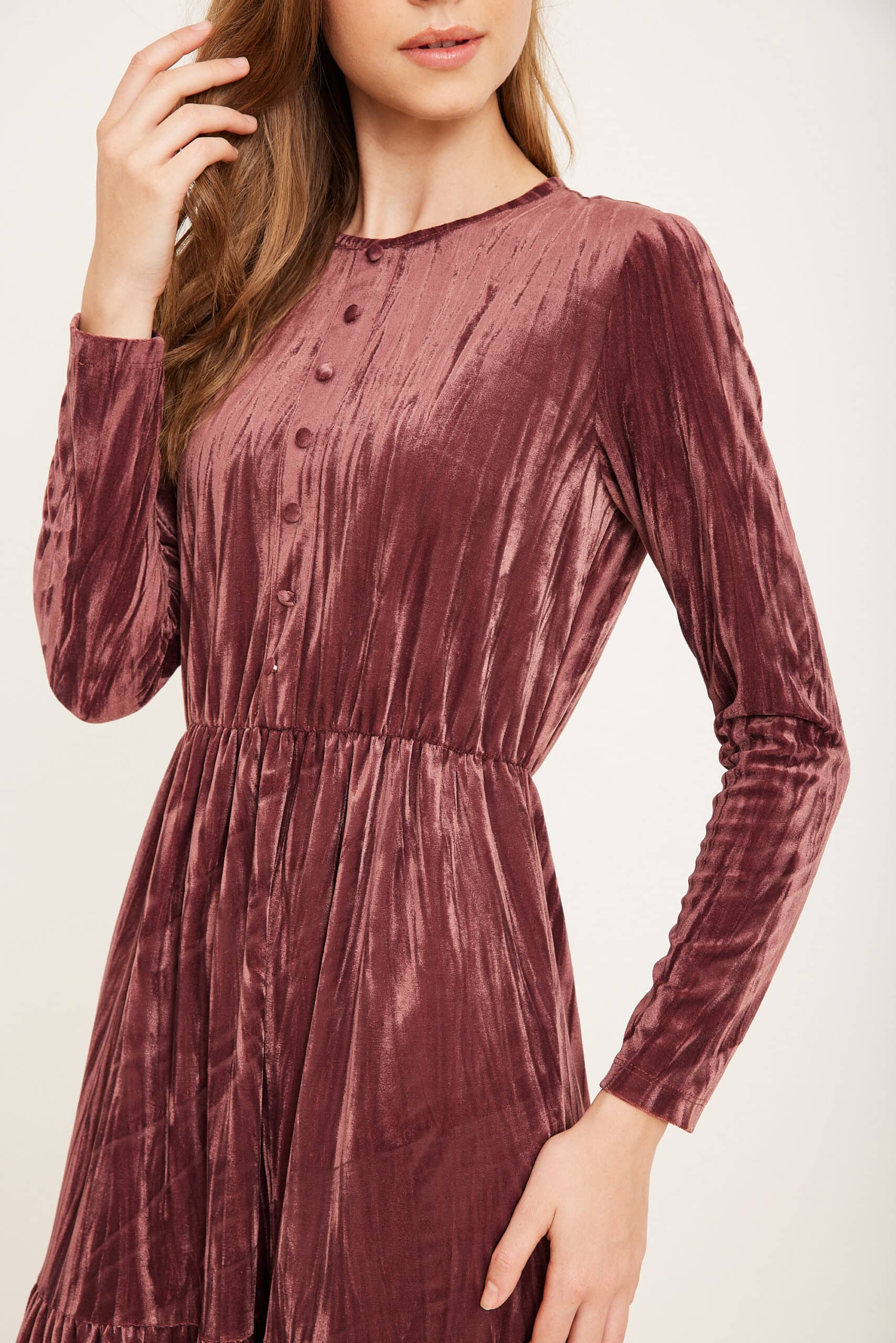 שמלת קטיפה כחול כפתורים שמלת קטיפה כחול כפתורים