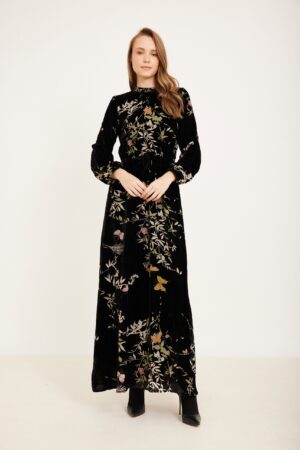 שמלת קטיפה צרובה פרפרים