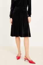 חצאית קטיפה V קצרה