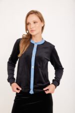 חולצת קטיפה עם גב גינס