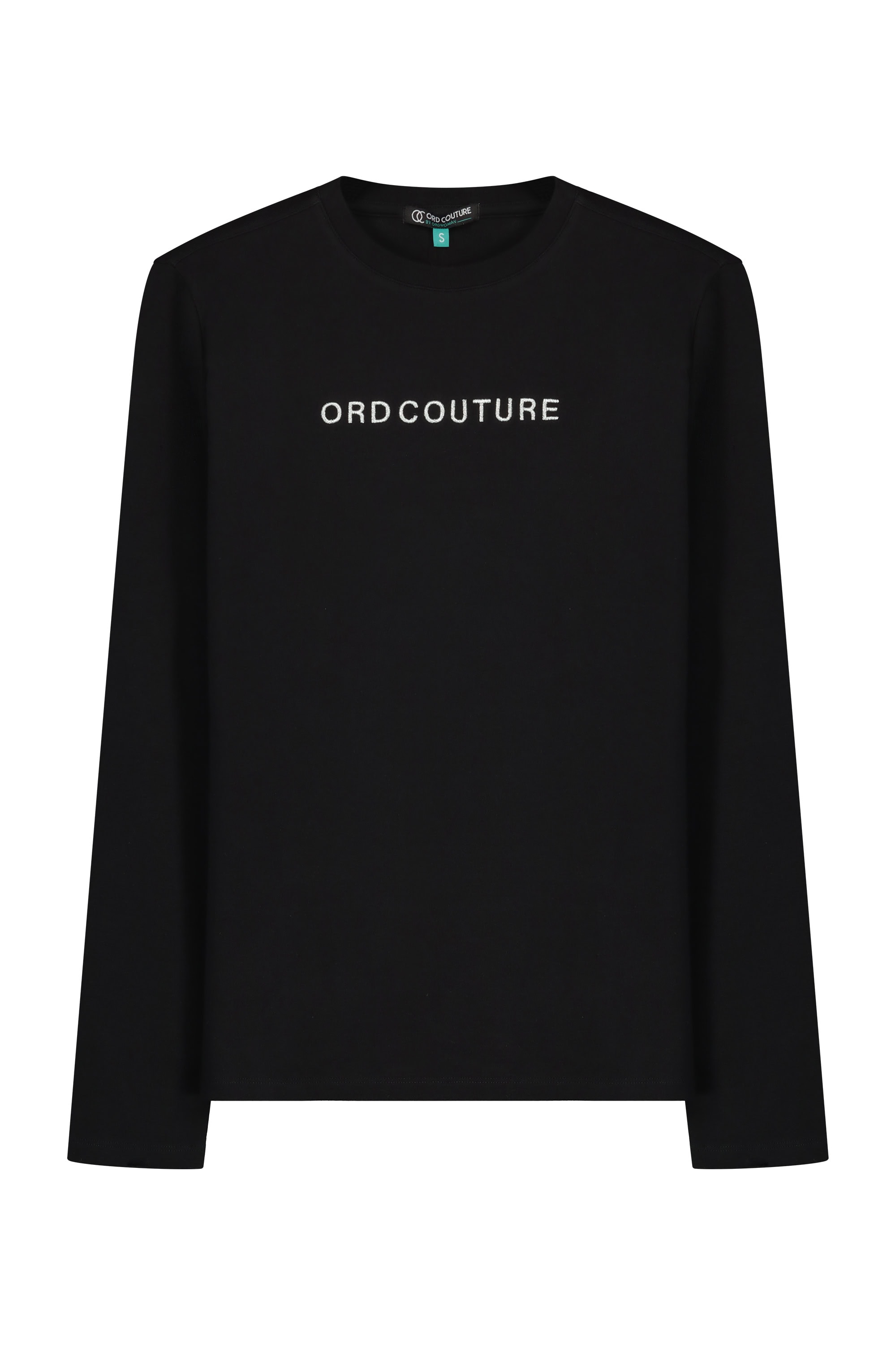 חולצת הנקה כיתוב כסוף חליפת טראיק שחורה עם לוגו אופנתי של אורדמן.