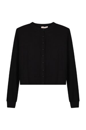 ריפלייק סרוגה שחורה עם כפתורים לנשים, אופנת נוחות וסטייל מזמינה.