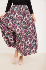 מעיל ארוך ונוח עם בד מודפס צבעוני, אופנה נוחה ללבוש, מלתחה נשית אלגנטית.