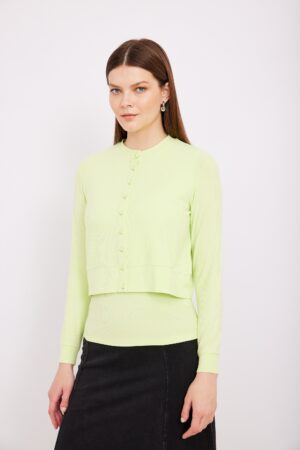 חזיה עדינה בצבע ירוק בהיר, אופנה נוחה ללבוש, פריטי סתיו חורף אופנתיים לנשים.