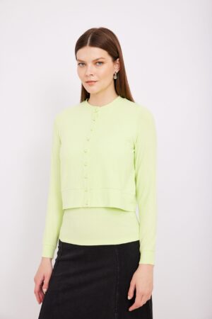 חזיה עדינה בצבע ירוק בהיר, אופנה נוחה ללבוש, פריטי סתיו חורף אופנתיים לנשים.