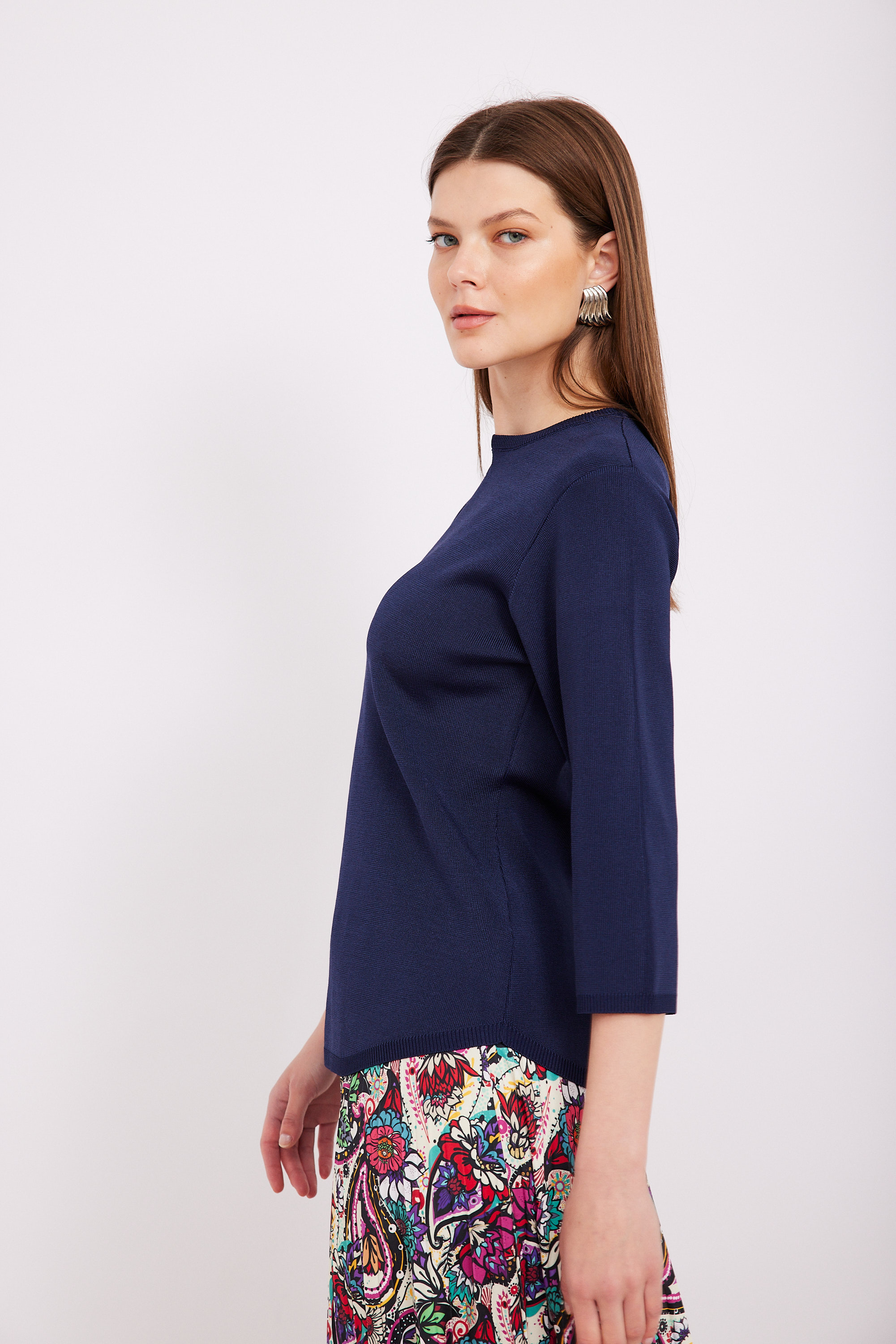 חולצת סריג בייסיק כחול חולצת סריג בייסיק כחול