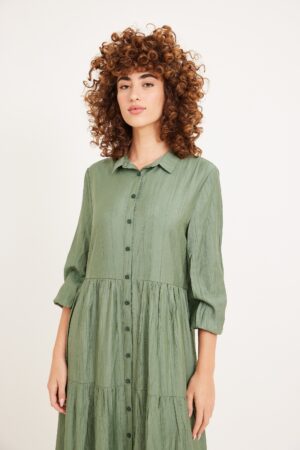 שמלת קומות מקומט ירוק