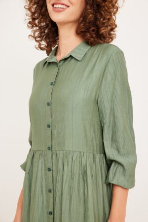 שמלת קומות מקומט ירוק