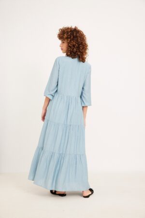 שמלת קומות מקומט תכלת