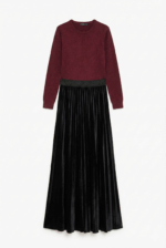 ⁦שמלת קטיפה סריג בורדו⁩ – תמונה ⁦7⁩