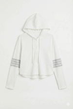 ⁦קפוצון סריג לבן פס בשרוול⁩ – תמונה ⁦10⁩