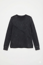 ⁦חולצת הנקה חיתוך אלכסון ג'ינס שחור⁩ – תמונה ⁦8⁩