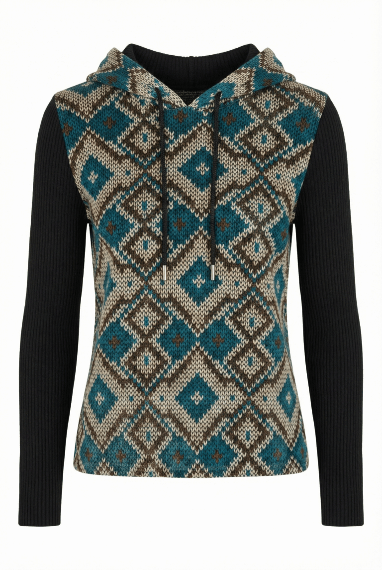 ⁦חולצת הנקה קטיפה דפוס סרוג⁩ – תמונה ⁦7⁩