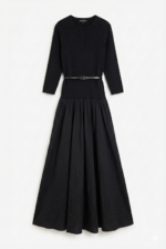 ⁦שמלת סריג כיווצים שחור⁩ – תמונה ⁦9⁩