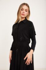 שמלת לייקרה פרחים רקומים