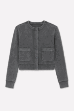 ⁦קרדיגן ריב מכובס אפור⁩ – תמונה ⁦3⁩