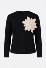 ⁦חולצת הנקה שחורה פרח גדול⁩ – תמונה ⁦2⁩