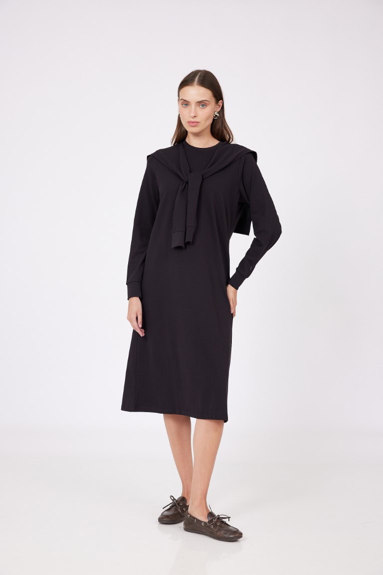 ORDMAN_100925_20408 שמלת דמוי חולצה קשירה – תמונה 1