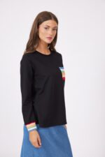 ⁦חולצת הנקה כיס פסים צבעוני⁩ – תמונה ⁦2⁩