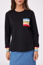 ⁦חולצת הנקה כיס פסים צבעוני⁩ – תמונה ⁦3⁩