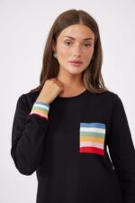 ⁦חולצת הנקה כיס פסים צבעוני⁩ – תמונה ⁦4⁩