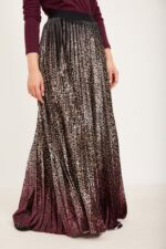 ⁦חצאית פליסה קטיפה אומברה⁩ – תמונה ⁦2⁩