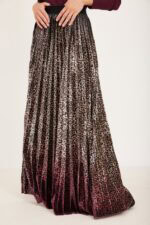 ⁦חצאית פליסה קטיפה אומברה⁩ – תמונה ⁦5⁩