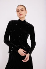 חולצת קטיפה פנינים