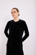 ⁦חולצת הנקה קטיפה פנינים⁩ – תמונה ⁦4⁩