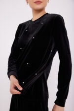 ⁦חולצת הנקה קטיפה פנינים⁩ – תמונה ⁦3⁩